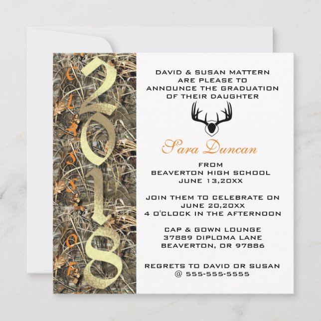 Invitación a graduación de Camo Classic Elegant 20 (Anverso)