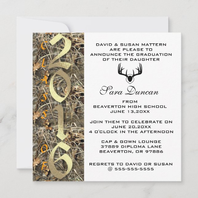Invitación a graduación de Camo Classic Elegant 20 (Anverso)