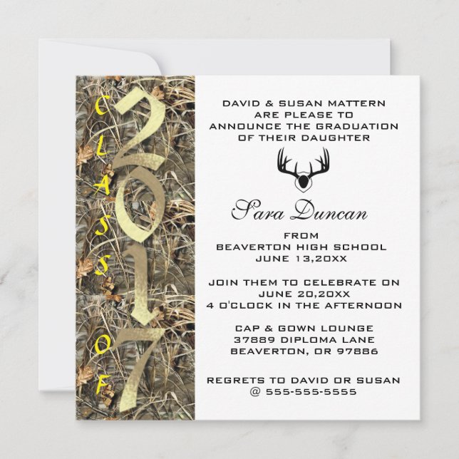 Invitación a graduación de Camo Classic Elegant 20 (Anverso)