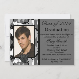 Invitación a graduación de camo gris fotográfico
