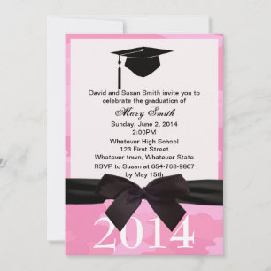 Invitación a graduación de camuflaje rosa de cinta