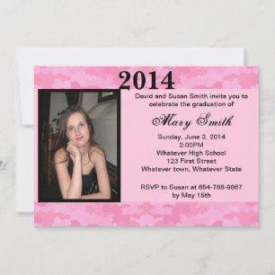 Invitación a graduación de camuflaje rosado
