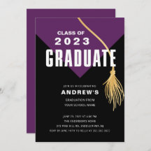 Invitación a graduación de casquillo púrpura moder