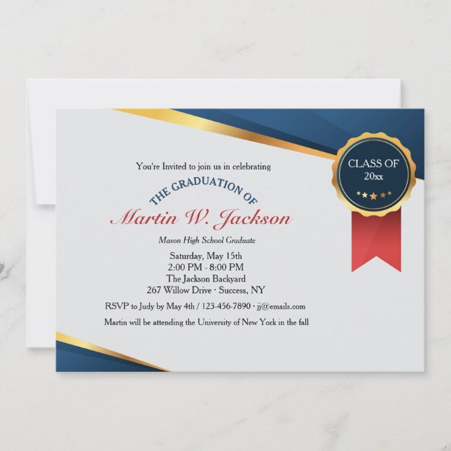 Invitación a graduación de certificado de cinta ro (Anverso)