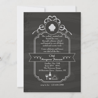 Invitación a graduación de Chalkboard Chef