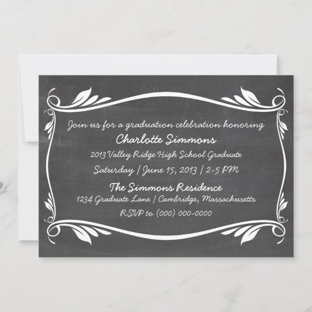 Invitación a graduación de Chalkboard con sabor a  (Anverso)