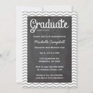 Invitación a graduación de Chevron & Chalkboard de