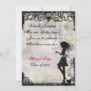 Invitación a graduación de Chica de silueta y cora