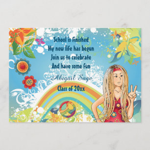 Invitación a graduación de Chica Hippie rubio de P