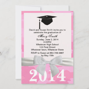 Invitación a graduación de cinta blanca rosa de ca