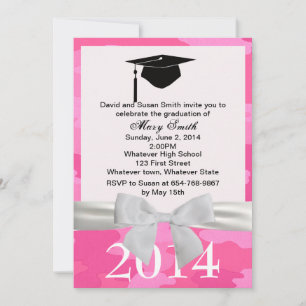 Invitación a graduación de cinta blanca rosa de ca