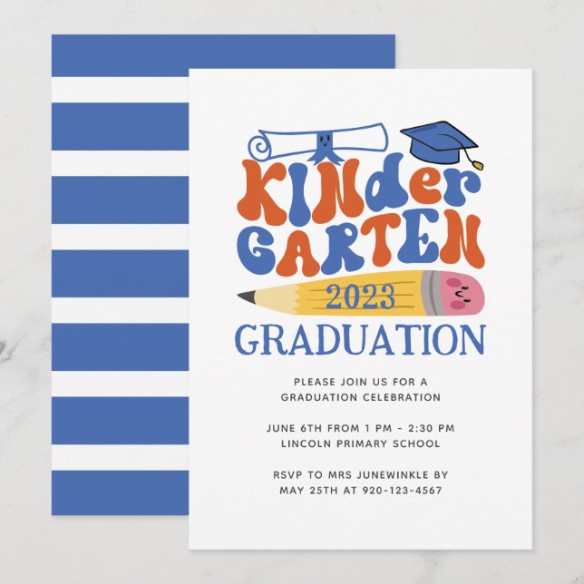 Invitación a graduación de clase infantil moderna (Anverso / Reverso)