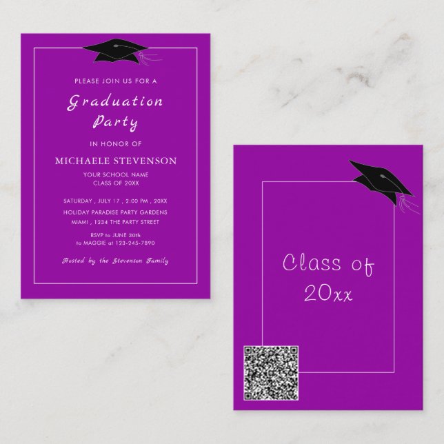 Invitación a graduación de código QR personalizado (Anverso / Reverso)