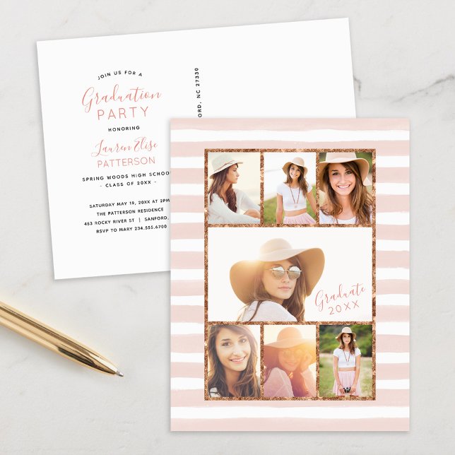 Invitación a graduación de Collage de fotos Glam R (Subido por el creador)