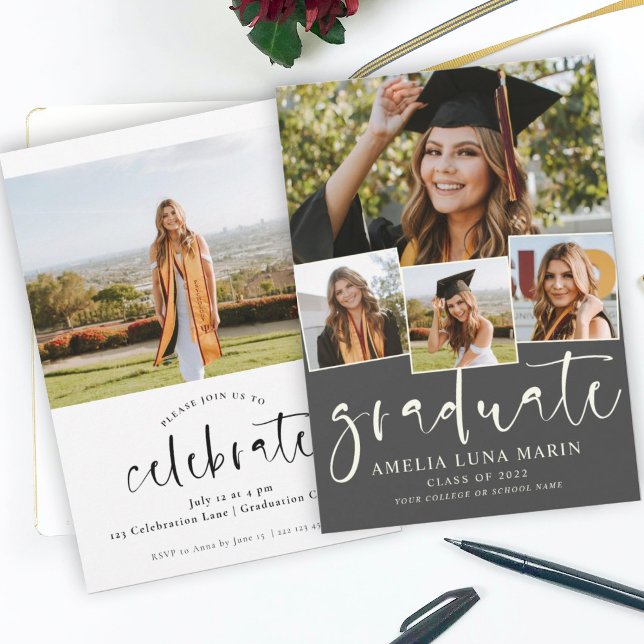 Invitación a graduación de Collage de fotos simple (Subido por el creador)