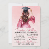 Invitación a graduación de color de agua de vestir