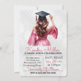 Invitación a graduación de color de agua de vestir
