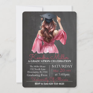 Invitación a graduación de color de agua de vestir