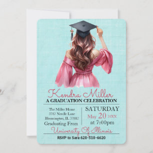 Invitación a graduación de color de agua de vestir