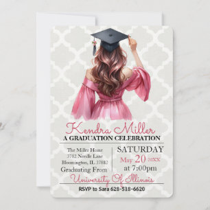 Invitación a graduación de color de agua de vestir