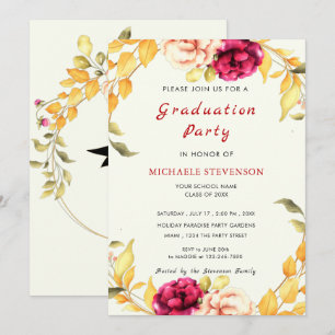 Invitación a graduación de color de agua: diseña t