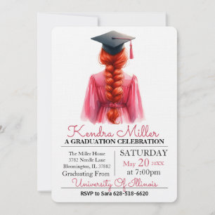 Invitación a graduación de color de agua rosa