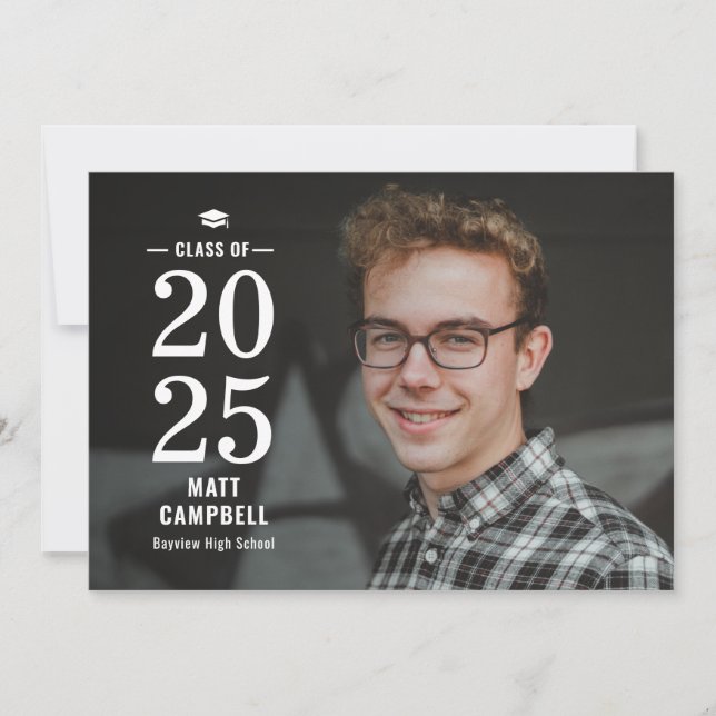 Invitación a graduación de color editable de año s (Anverso)