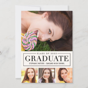 Invitación a graduación de COLOR EDITABLE de cuadr