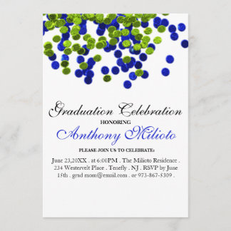 Invitación a graduación de Confetti Metálico Verde