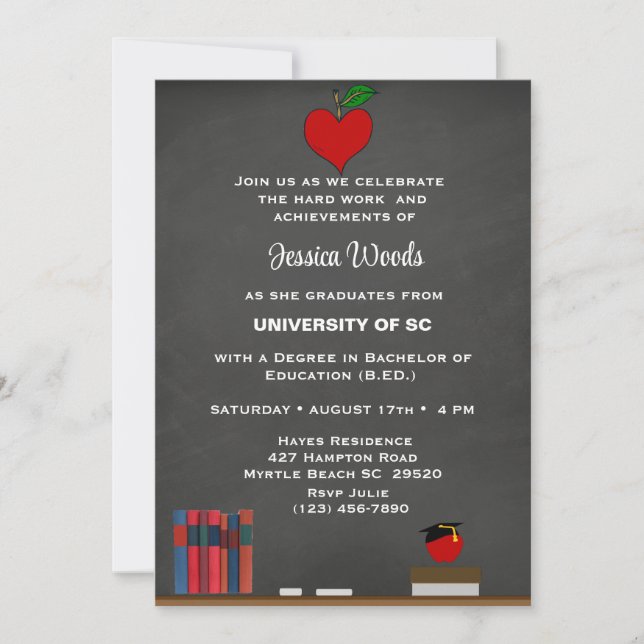 Invitación a graduación de corazón del profesor Ch (Anverso)