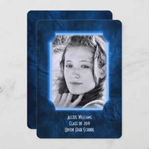 Invitación a graduación de cuero azul