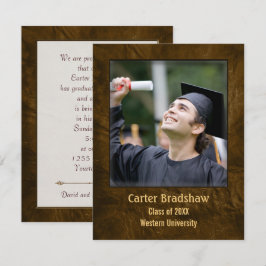 Invitación a graduación de cuero marrón