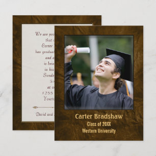 Invitación a graduación de cuero marrón