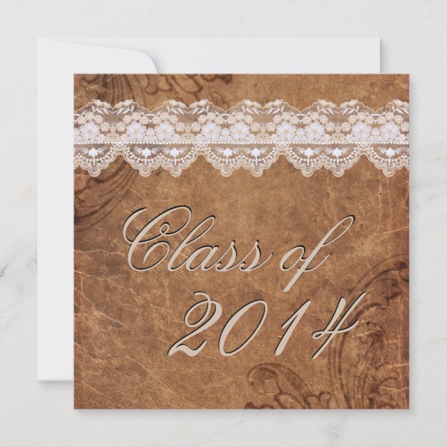 Invitación a graduación de cuero y encaje (Anverso)