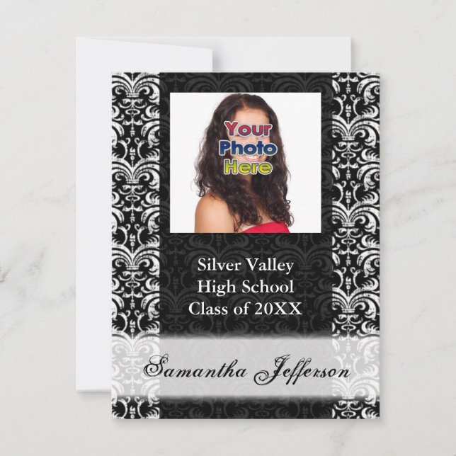 Invitación a graduación de Damasco en blanco y neg (Anverso)