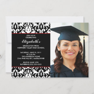 Invitación a graduación de Damasco Negro con foto
