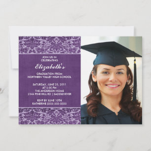 Invitación a graduación de Damasco Púrpura con Fot