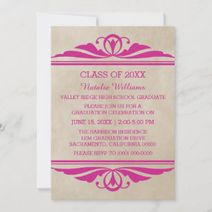 Invitación a graduación de Deco Elegante Rosa