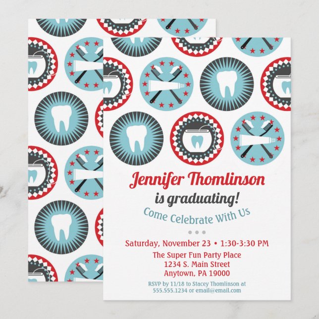 Invitación a graduación de dentista higienista den (Anverso / Reverso)