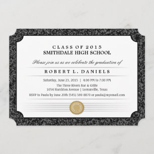 Invitación a graduación de Diploma de Borde Negro 