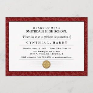 Invitación a graduación de Diploma Maroon de la Fr