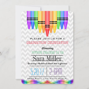 Invitación a graduación de docente Crayola Rainbow