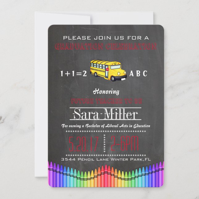 Invitación a graduación de docentes de Crayon & Sc (Anverso)