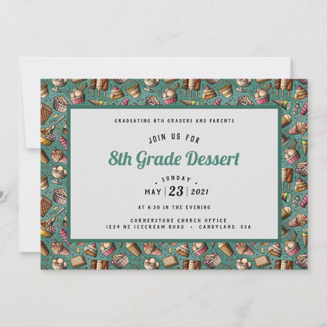 Invitación a graduación de Doodle de Crema de Hiel (Anverso)