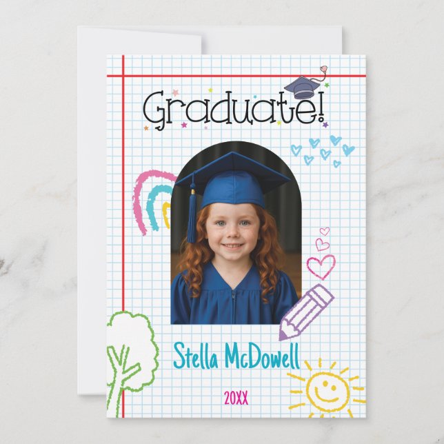 Invitación a graduación de Doodle Dreams (Anverso)