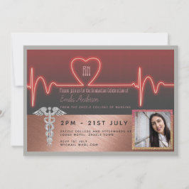Invitación a graduación de enfermera de oro Rosa -
