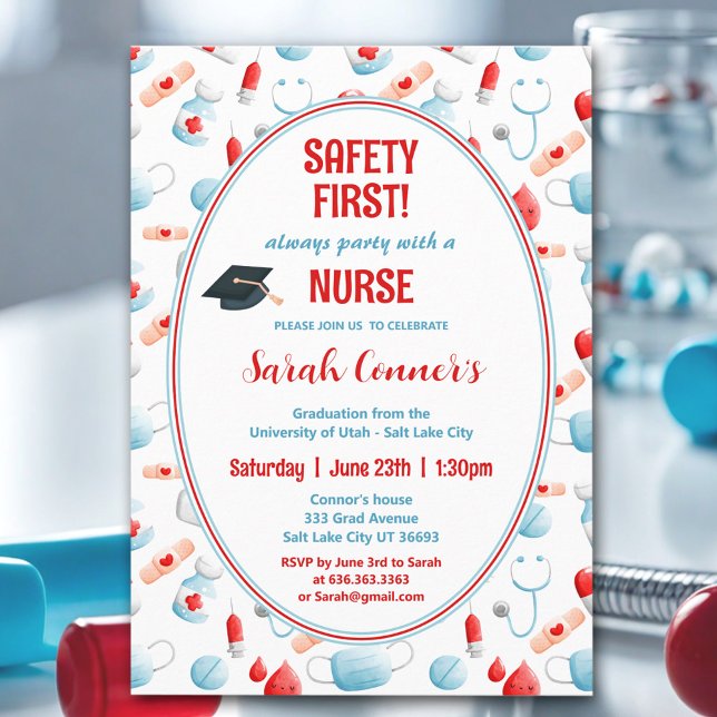 Invitación a graduación de enfermera médica (Cute Medical Nurse Graduation Invitation)