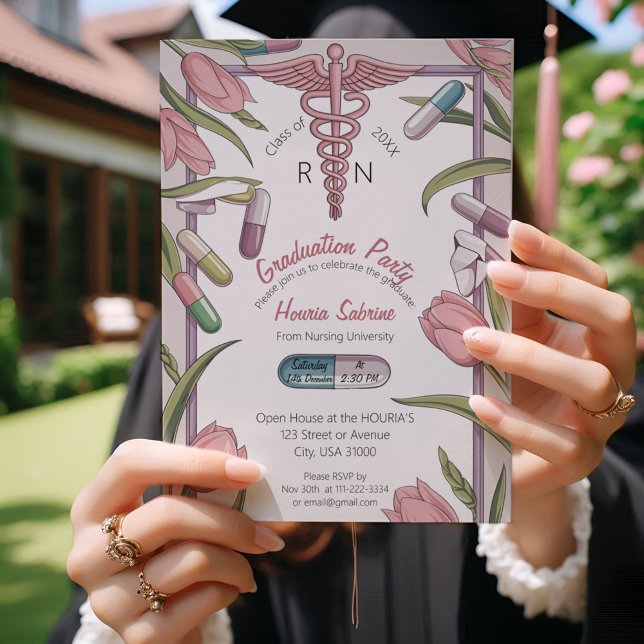 Invitación a graduación de enfermeras de tulipanes (Subido por el creador)