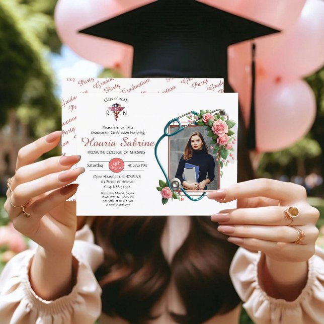 Invitación a graduación de enfermeras Stethoscope  (Subido por el creador)