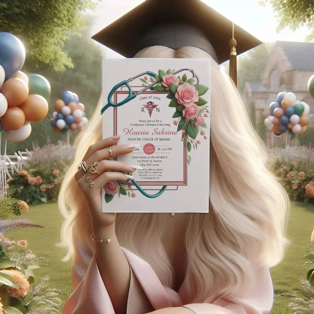 Invitación a graduación de enfermeras Stethoscope  (Subido por el creador)